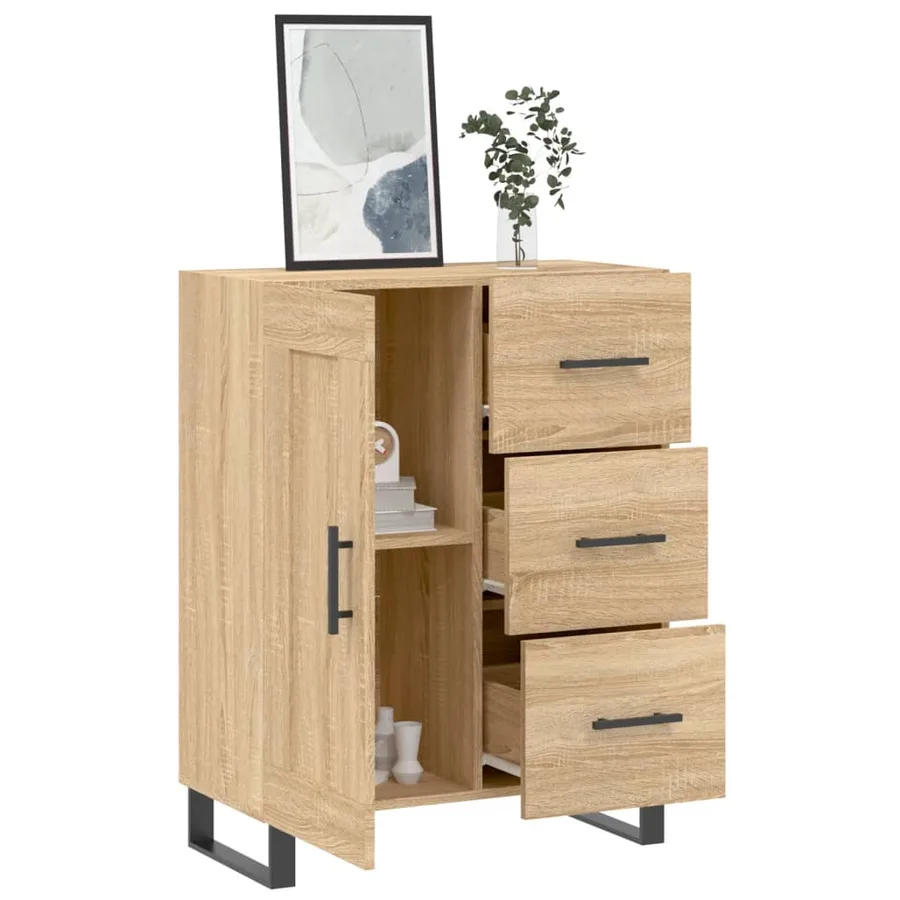 Buffet chêne sonoma 69,5x34x90 cm bois d'ingénierie - 4