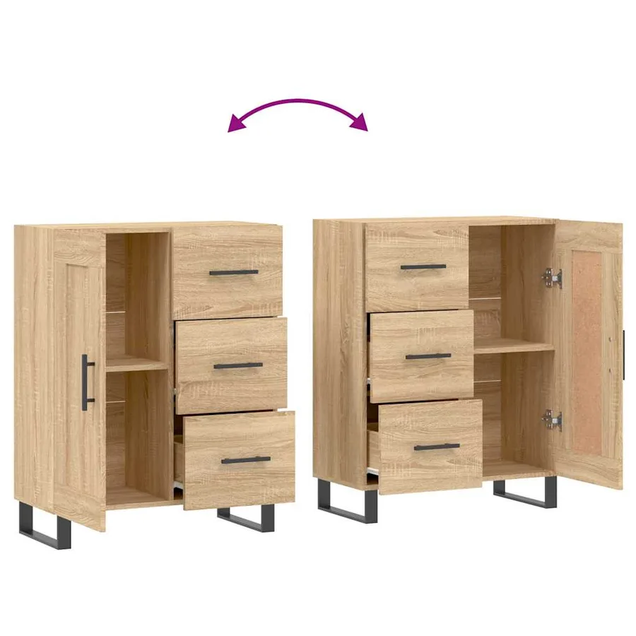 Buffet chêne sonoma 69,5x34x90 cm bois d'ingénierie - 9