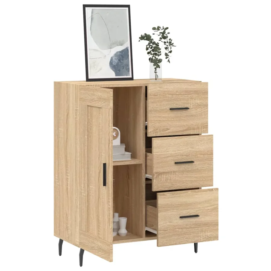 Buffet chêne sonoma 69,5x34x90 cm bois d'ingénierie - 4