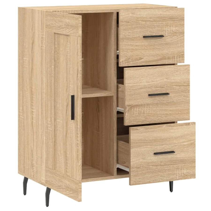 Buffet chêne sonoma 69,5x34x90 cm bois d'ingénierie - 6
