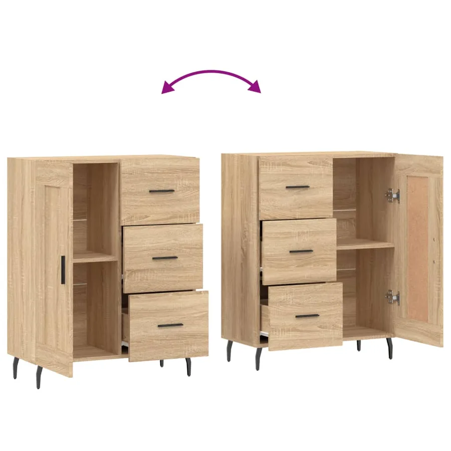 Buffet chêne sonoma 69,5x34x90 cm bois d'ingénierie - 9