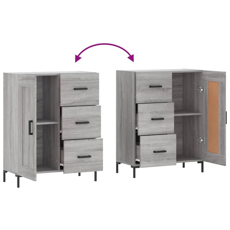 Buffet sonoma gris 69,5x34x90 cm bois d'ingénierie - 9