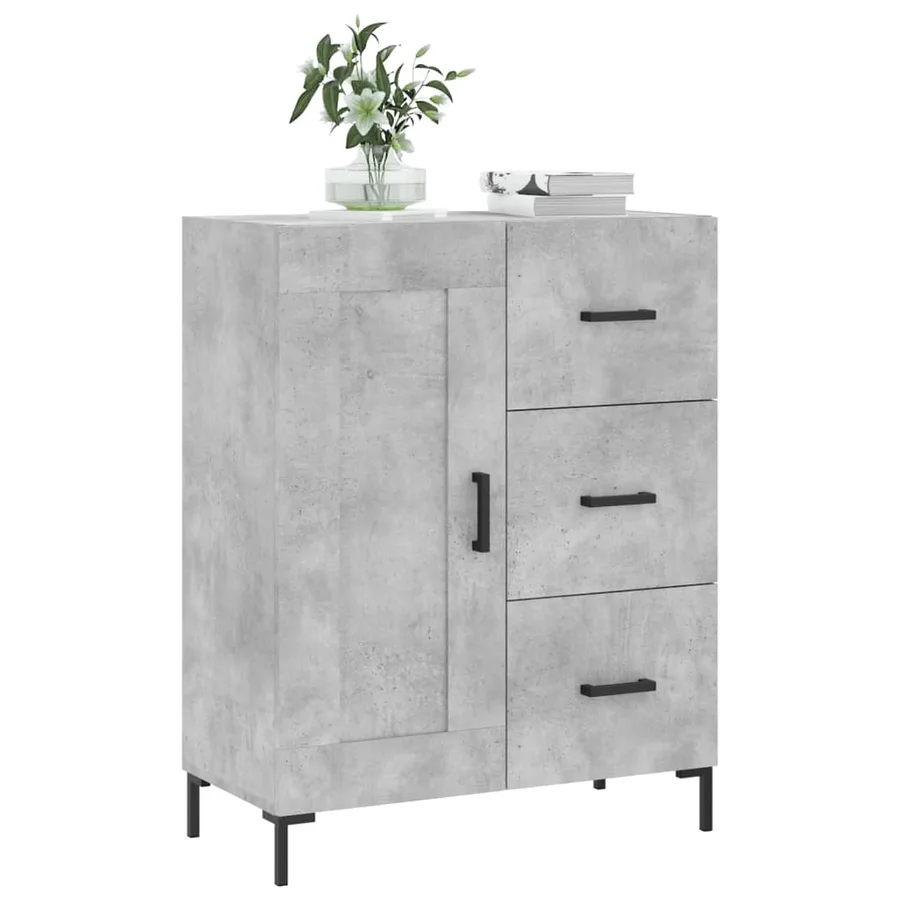 Buffet gris béton 69,5x34x90 cm bois d'ingénierie - 3
