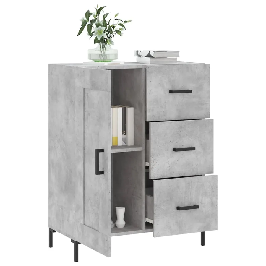 Buffet gris béton 69,5x34x90 cm bois d'ingénierie - 4