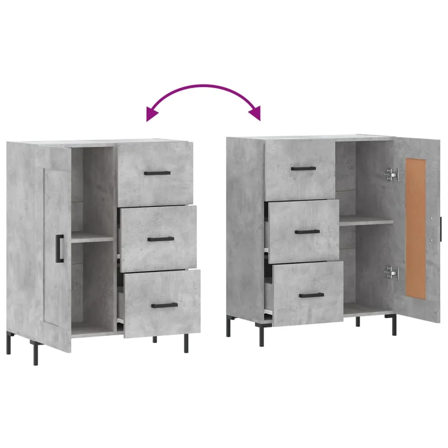Buffet gris béton 69,5x34x90 cm bois d'ingénierie - 9