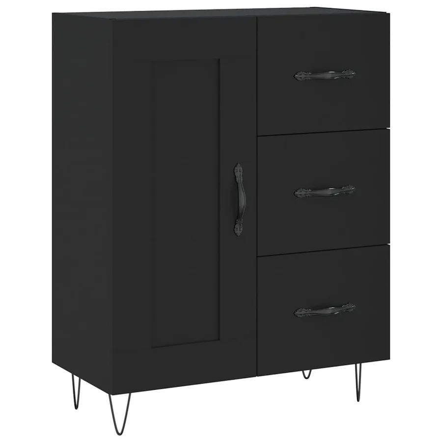 Buffet noir 69,5x34x90 cm bois d'ingénierie - 2