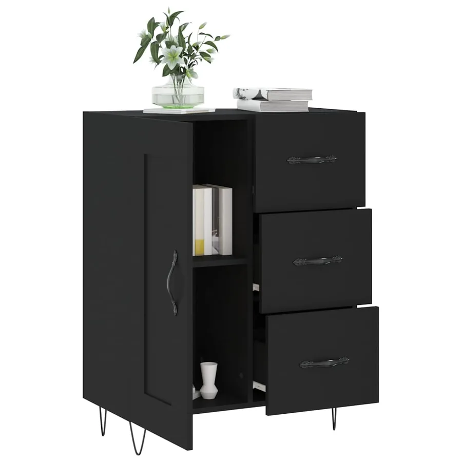 Buffet noir 69,5x34x90 cm bois d'ingénierie - 4