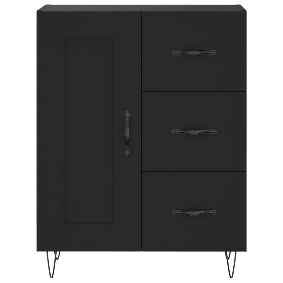Buffet noir 69,5x34x90 cm bois d'ingénierie - 5