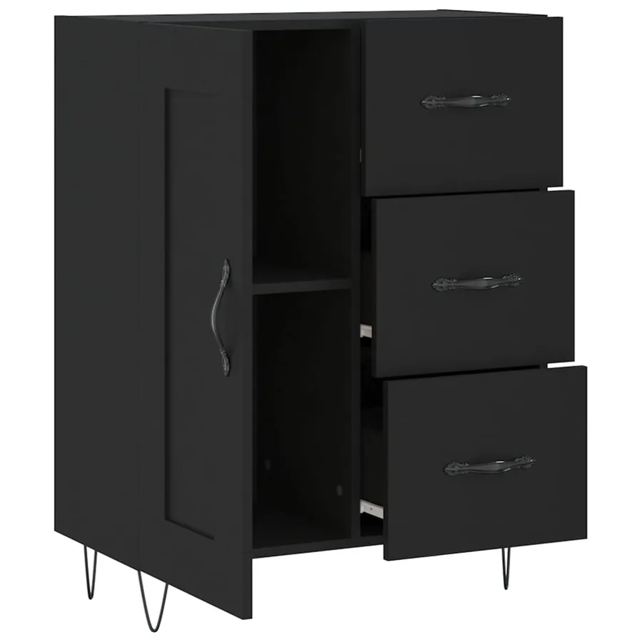 Buffet noir 69,5x34x90 cm bois d'ingénierie - 6