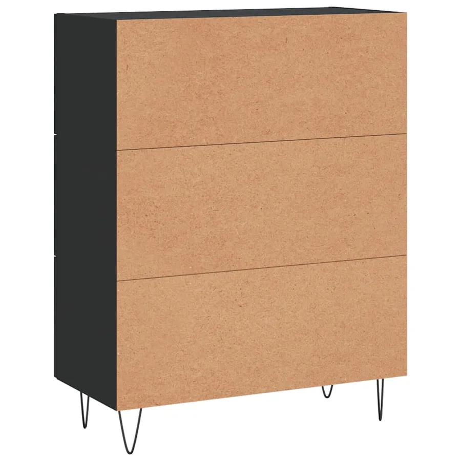 Buffet noir 69,5x34x90 cm bois d'ingénierie - 8