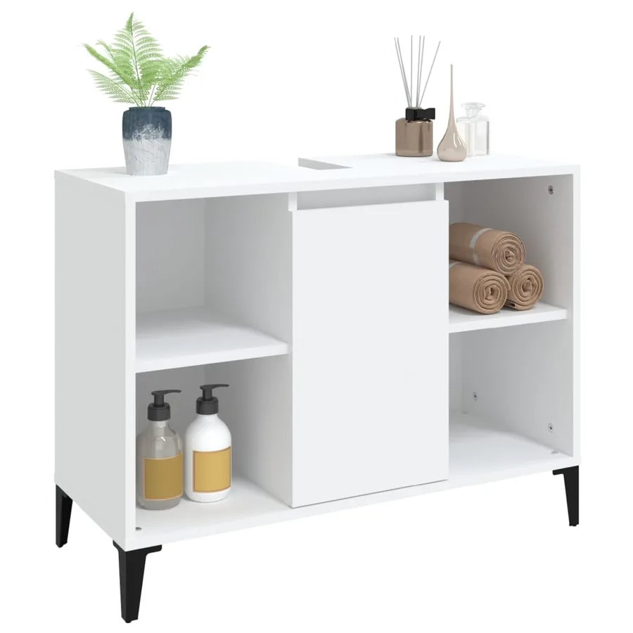 Meuble d'évier blanc 80x33x60 cm bois d'ingénierie - 4