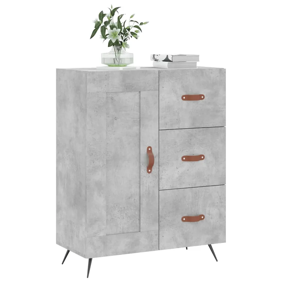 Buffet gris béton 69,5x34x90 cm bois d'ingénierie - 3
