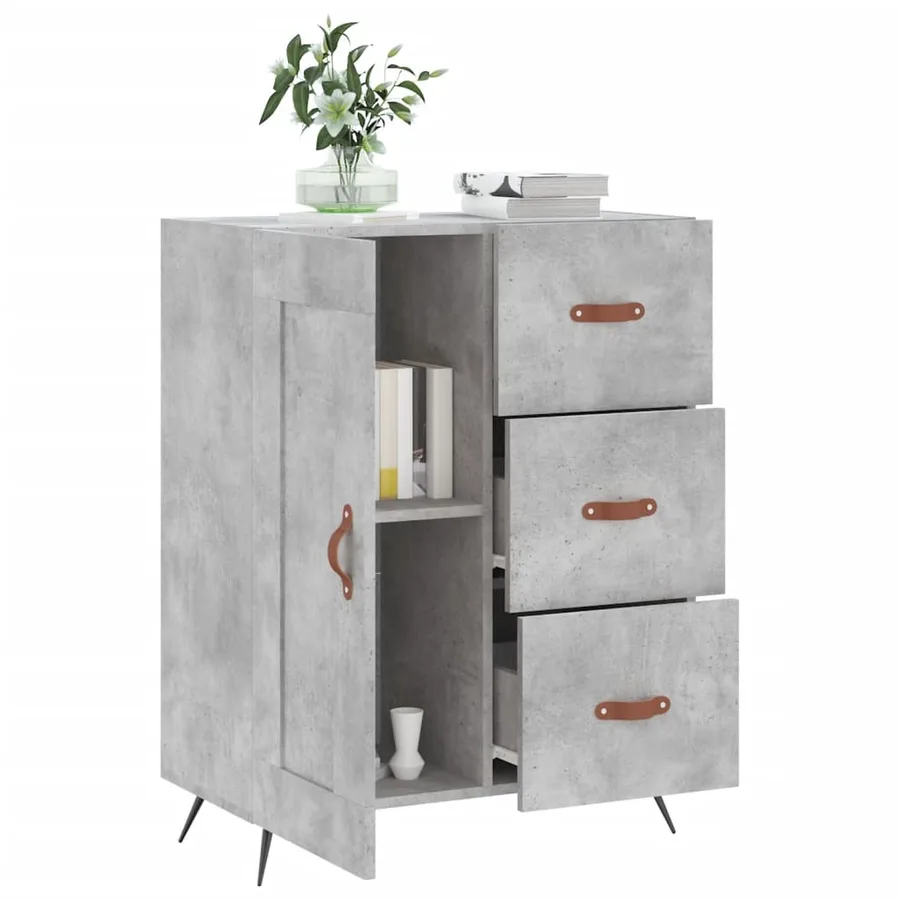 Buffet gris béton 69,5x34x90 cm bois d'ingénierie - 4