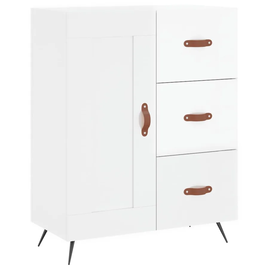Buffet Blanc brillant 69,5x34x90 cm Bois d'ingénierie - 2