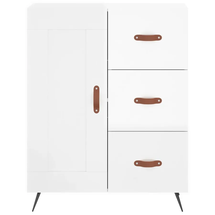 Buffet Blanc brillant 69,5x34x90 cm Bois d'ingénierie - 5