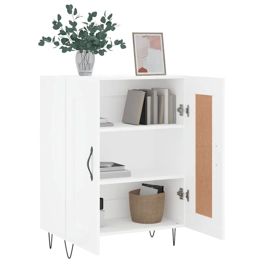Buffet blanc 69,5x34x90 cm bois d'ingénierie - 4