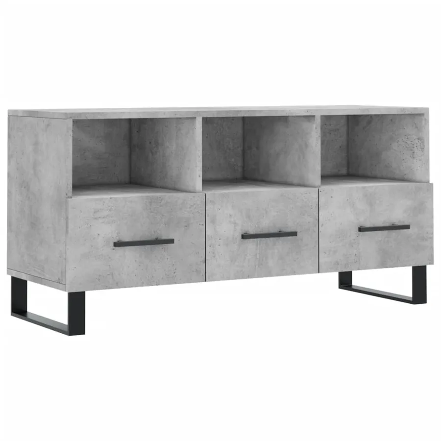 Meuble TV gris béton 102x36x50 cm bois d'ingénierie - 2