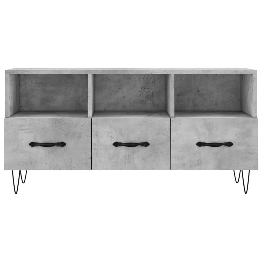 Meuble TV gris béton 102x36x50 cm bois d'ingénierie - 5