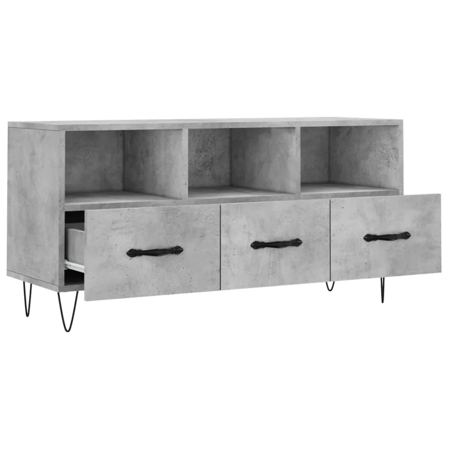 Meuble TV gris béton 102x36x50 cm bois d'ingénierie - 6