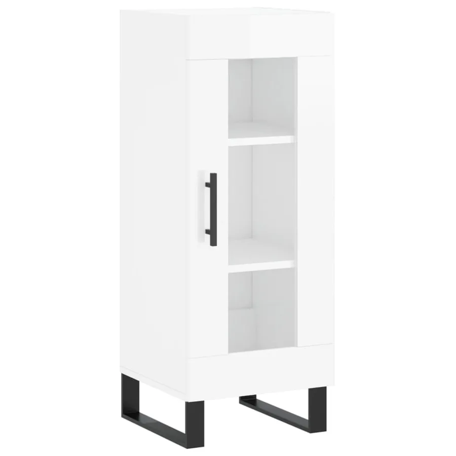 Buffet Blanc brillant 34,5x34x90 cm Bois d'ingénierie - 2