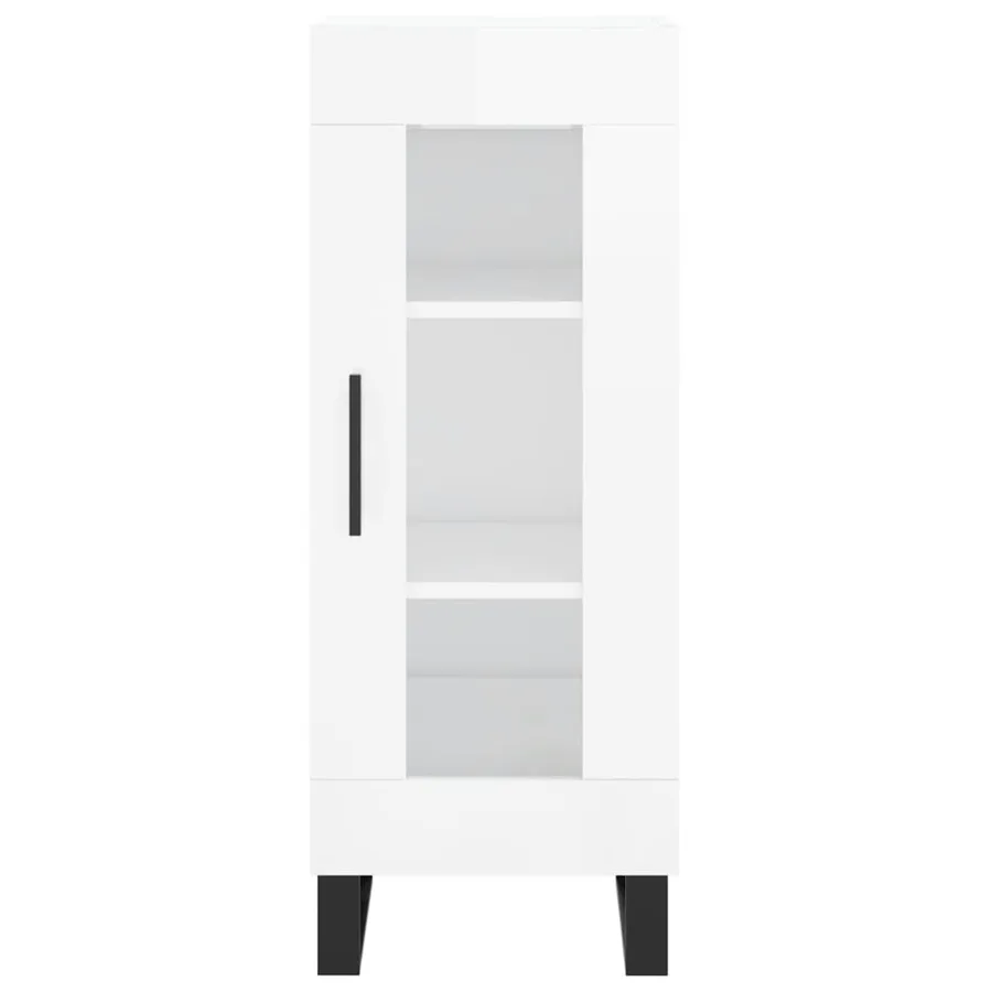 Buffet Blanc brillant 34,5x34x90 cm Bois d'ingénierie - 5