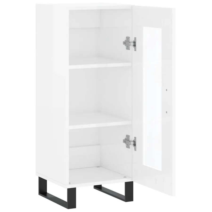 Buffet Blanc brillant 34,5x34x90 cm Bois d'ingénierie - 6