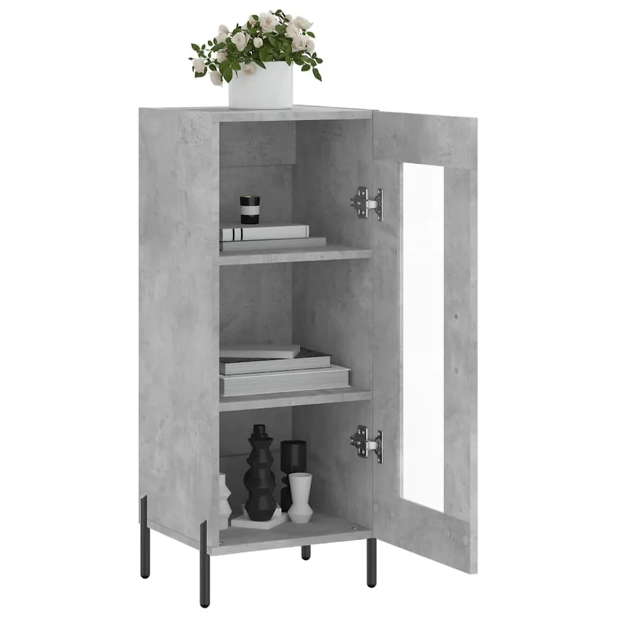 Buffet Gris béton 34,5x34x90 cm Bois d'ingénierie - 4