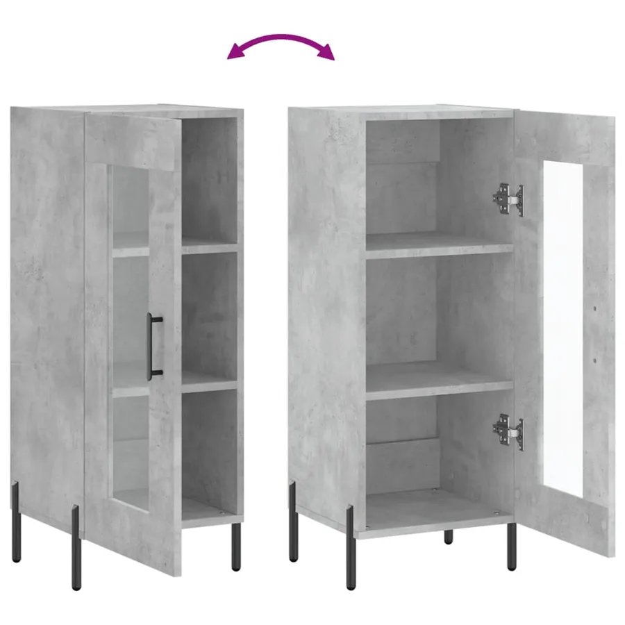 Buffet Gris béton 34,5x34x90 cm Bois d'ingénierie - 9