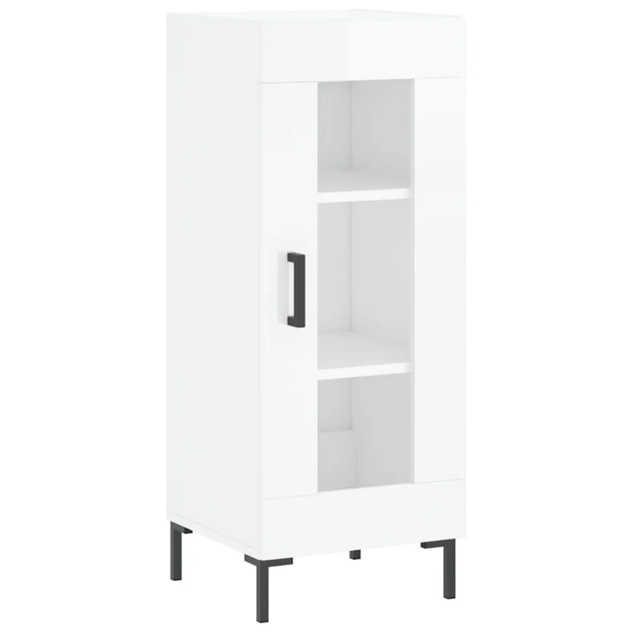 Buffet Blanc brillant 34,5x34x90 cm Bois d'ingénierie - 2