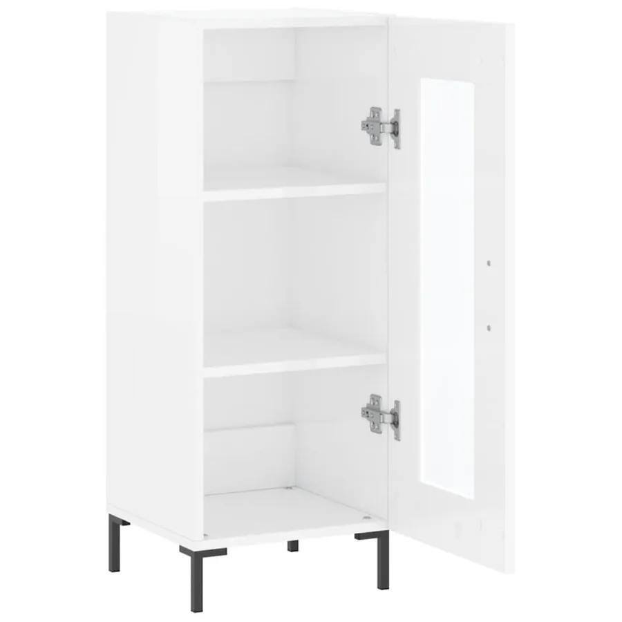 Buffet Blanc brillant 34,5x34x90 cm Bois d'ingénierie - 6