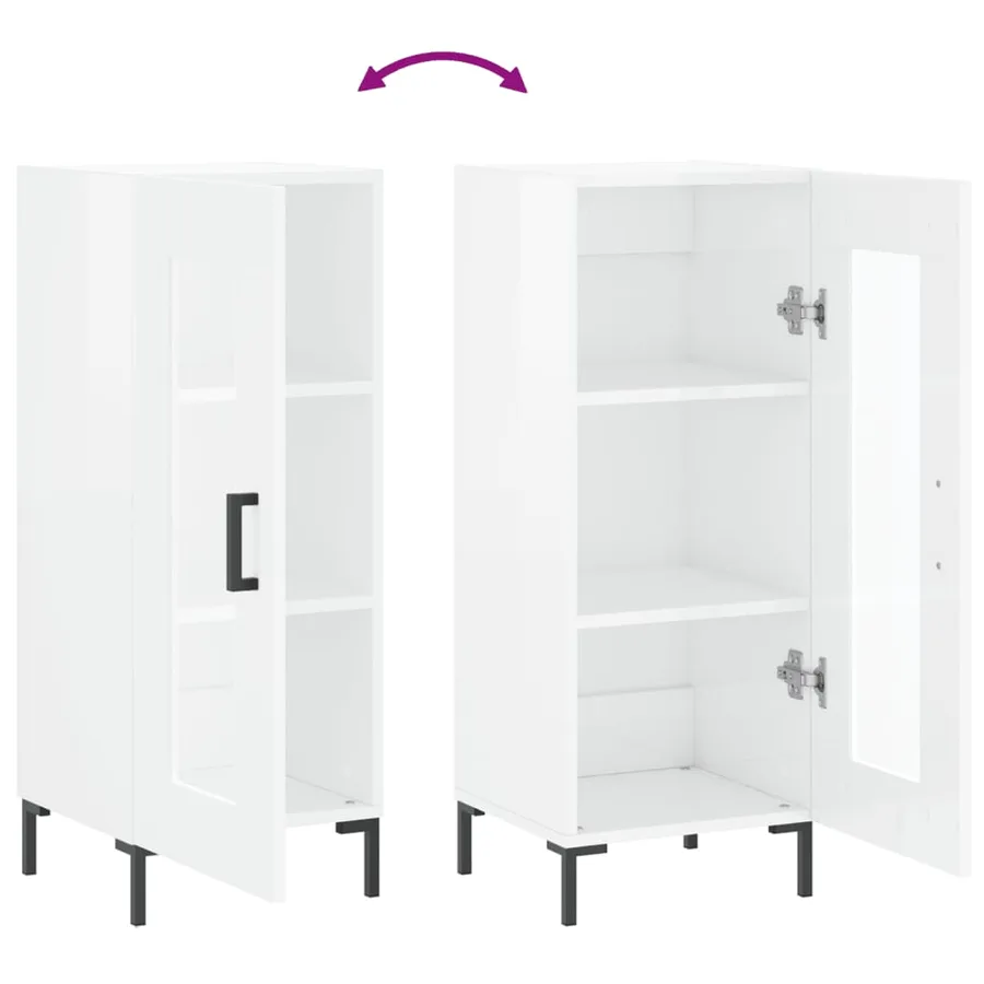 Buffet Blanc brillant 34,5x34x90 cm Bois d'ingénierie - 9