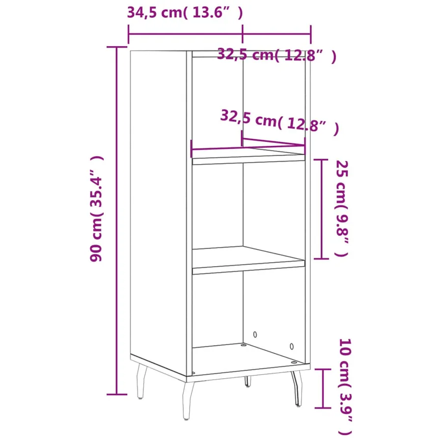 Buffet chêne fumé 34,5x32,5x90 cm bois d'ingénierie - 9