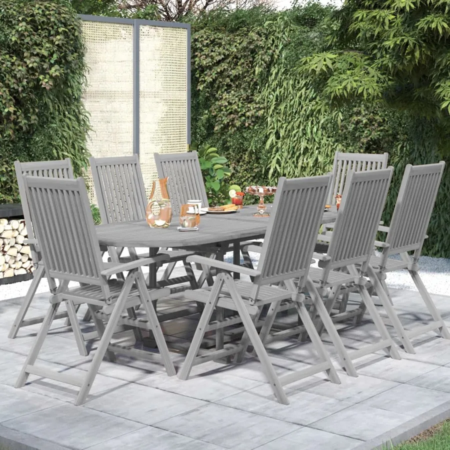 Ensemble à manger de jardin 9 pcs bois d'acacia solide