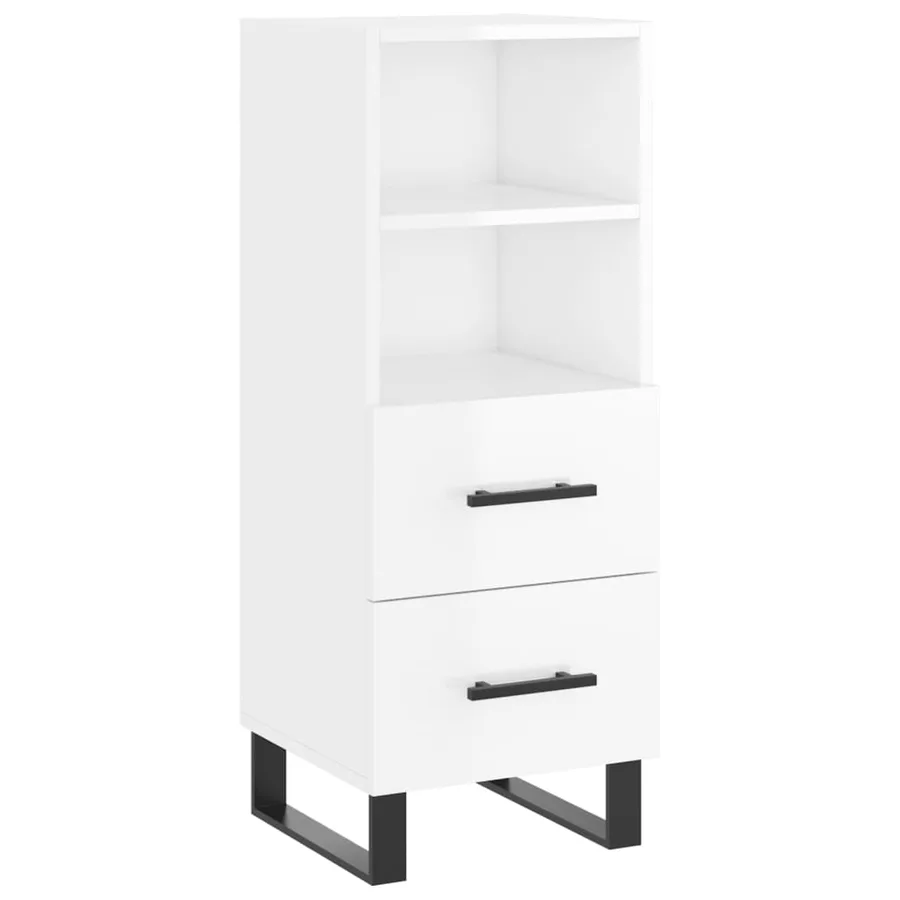 Buffet Blanc brillant 34,5x34x90 cm Bois d'ingénierie - 2