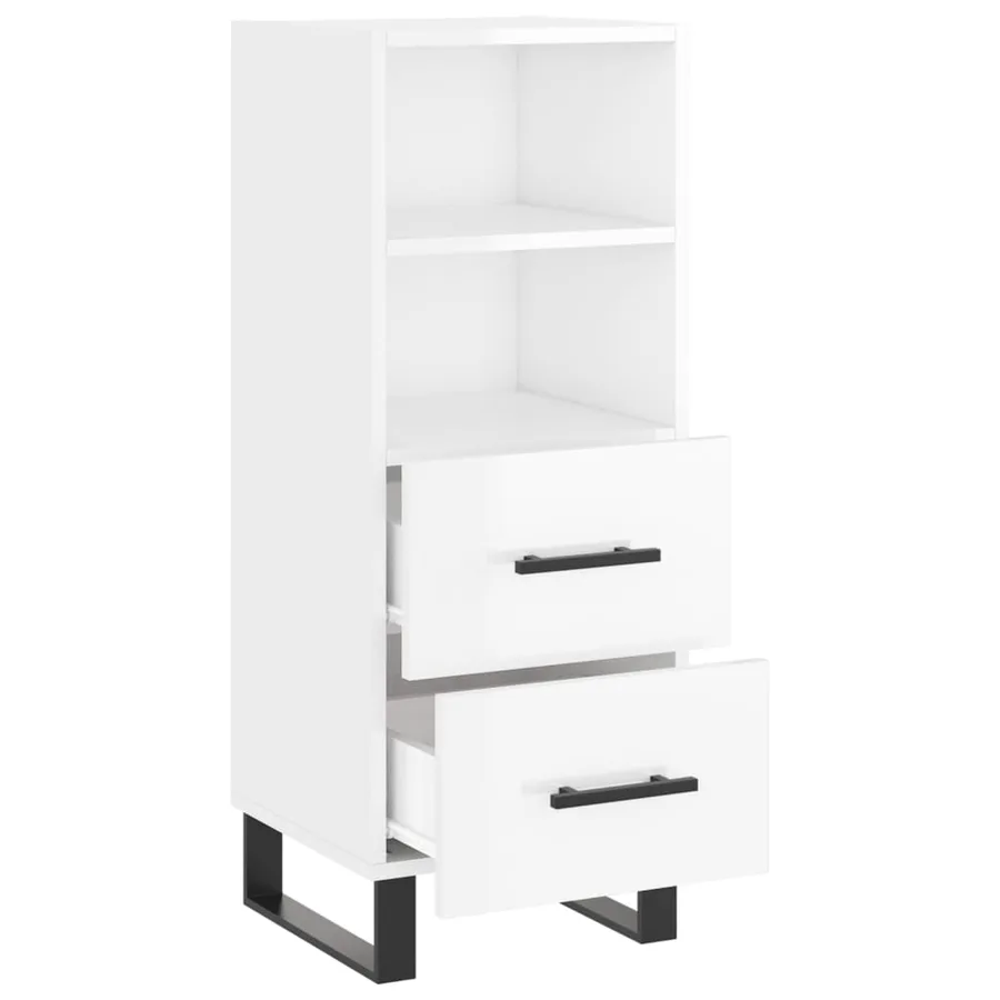 Buffet Blanc brillant 34,5x34x90 cm Bois d'ingénierie - 5