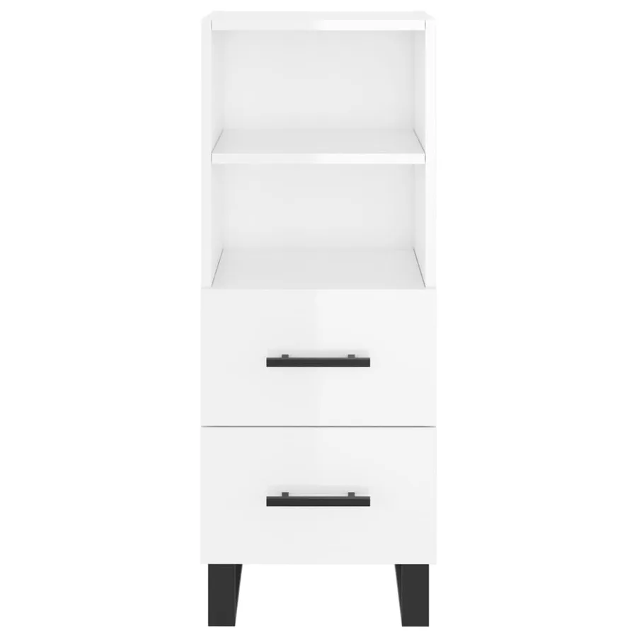 Buffet Blanc brillant 34,5x34x90 cm Bois d'ingénierie - 6