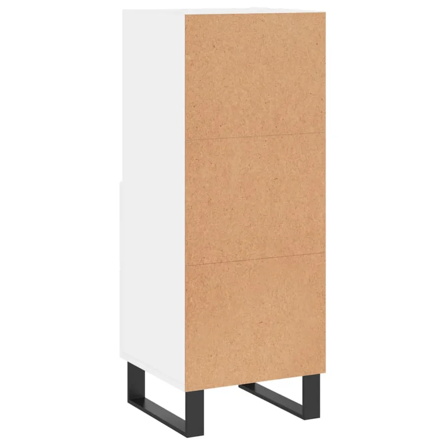Buffet Blanc brillant 34,5x34x90 cm Bois d'ingénierie - 8
