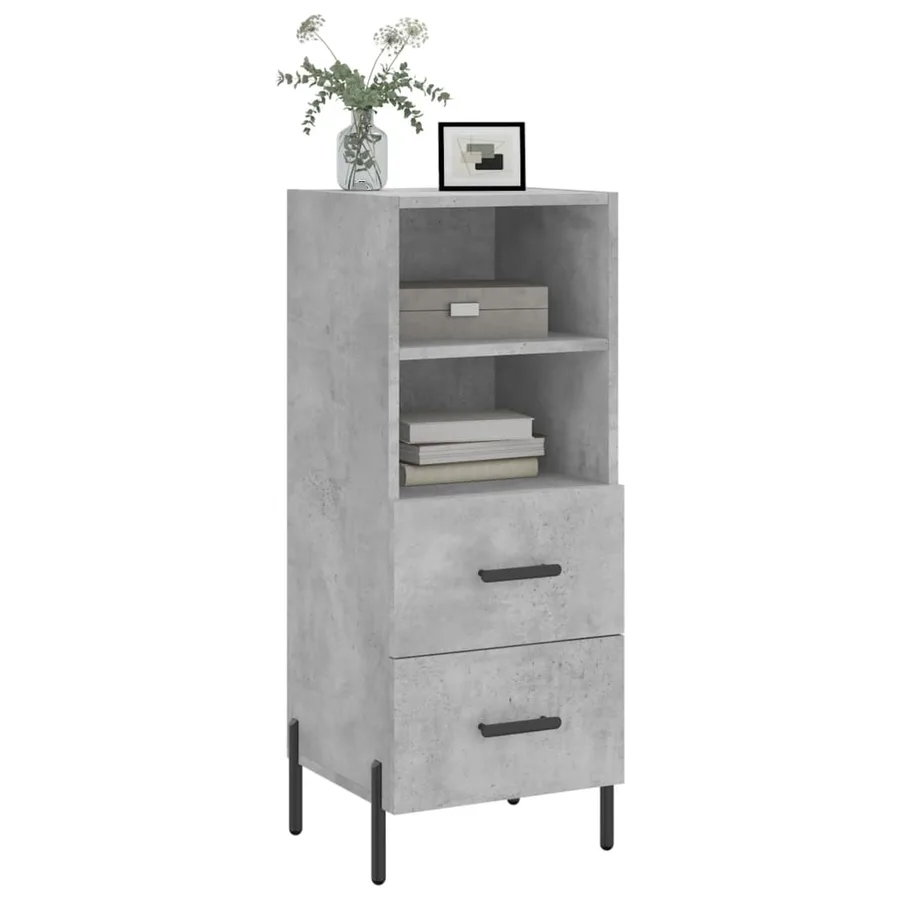 Buffet Gris béton 34,5x34x90 cm Bois d'ingénierie - 3