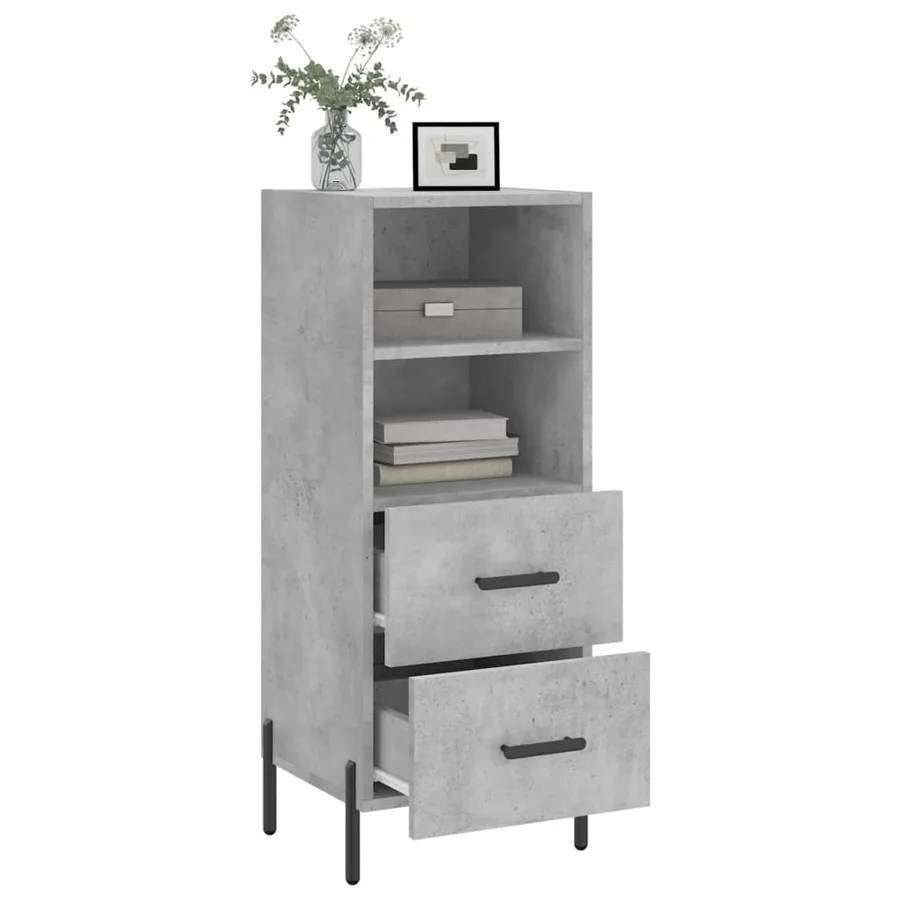 Buffet Gris béton 34,5x34x90 cm Bois d'ingénierie - 4