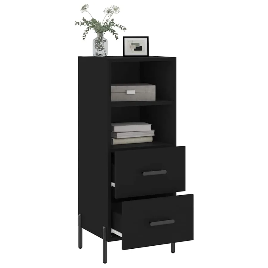 Buffet Noir 34,5x34x90 cm Bois d'ingénierie - 4
