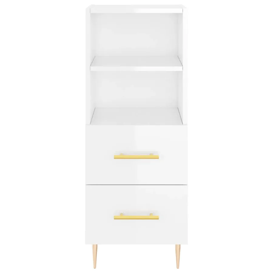 Buffet Blanc brillant 34,5x34x90 cm Bois d'ingénierie - 6