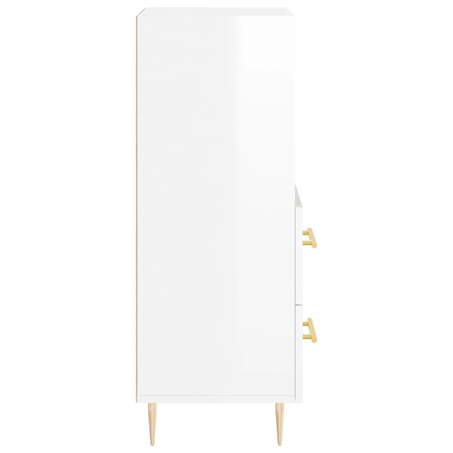 Buffet Blanc brillant 34,5x34x90 cm Bois d'ingénierie - 7
