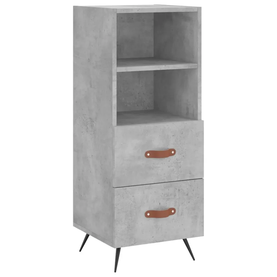 Buffet Gris béton 34,5x34x90 cm Bois d'ingénierie - 2