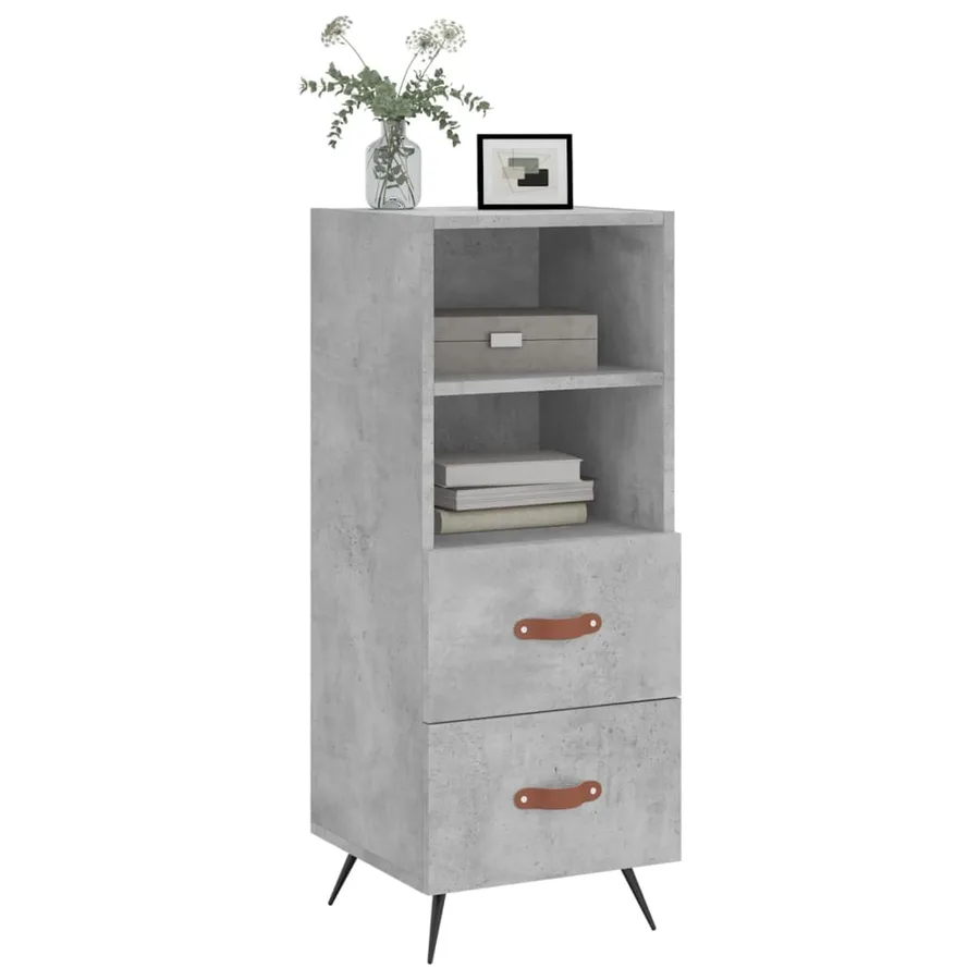 Buffet Gris béton 34,5x34x90 cm Bois d'ingénierie - 3