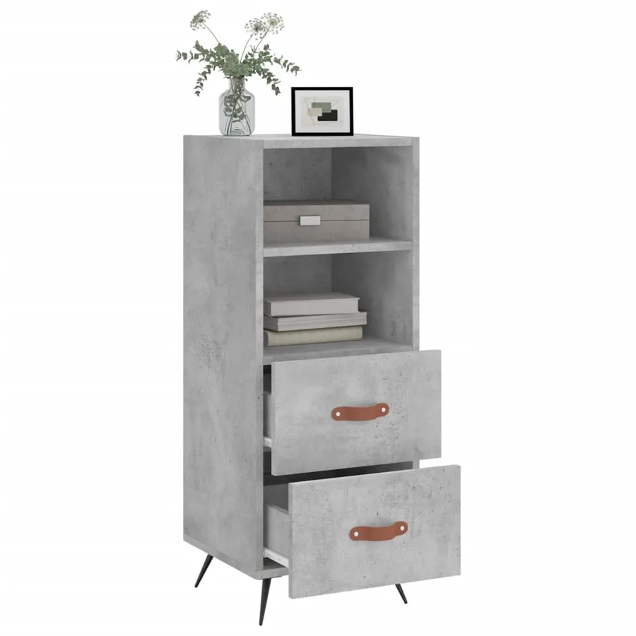 Buffet Gris béton 34,5x34x90 cm Bois d'ingénierie - 4