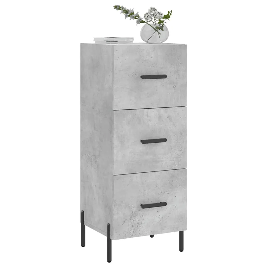 Buffet Gris béton 34,5x34x90 cm Bois d'ingénierie - 3