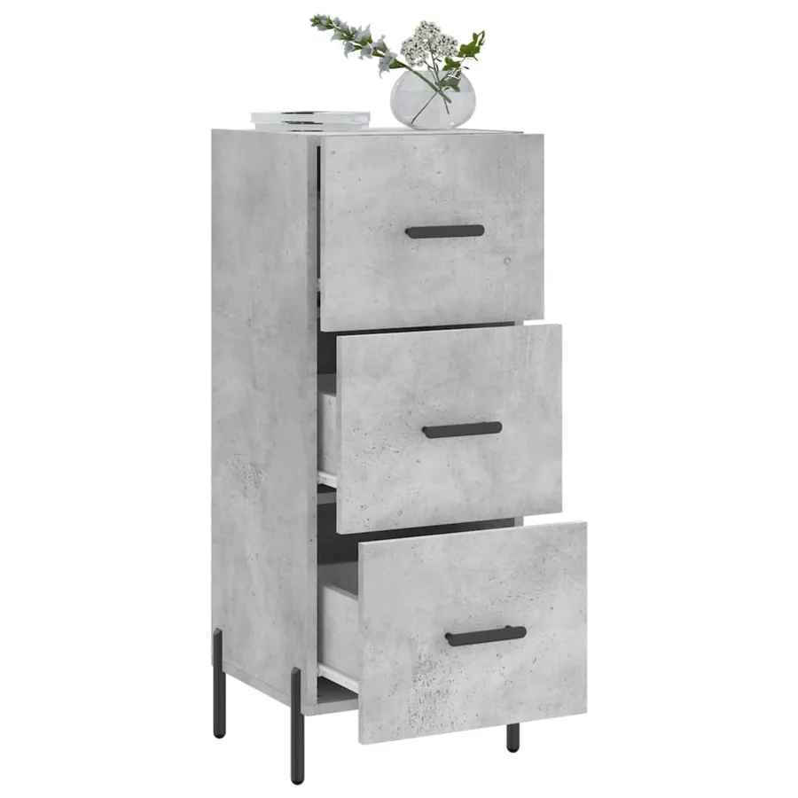 Buffet Gris béton 34,5x34x90 cm Bois d'ingénierie - 4