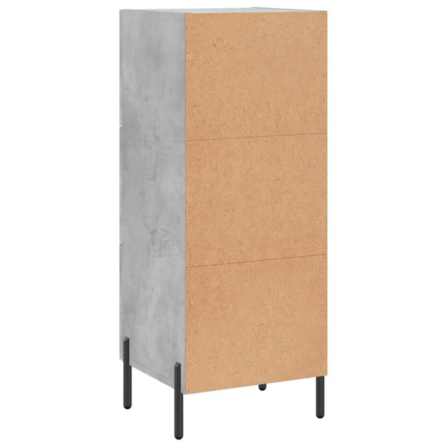 Buffet Gris béton 34,5x34x90 cm Bois d'ingénierie - 8