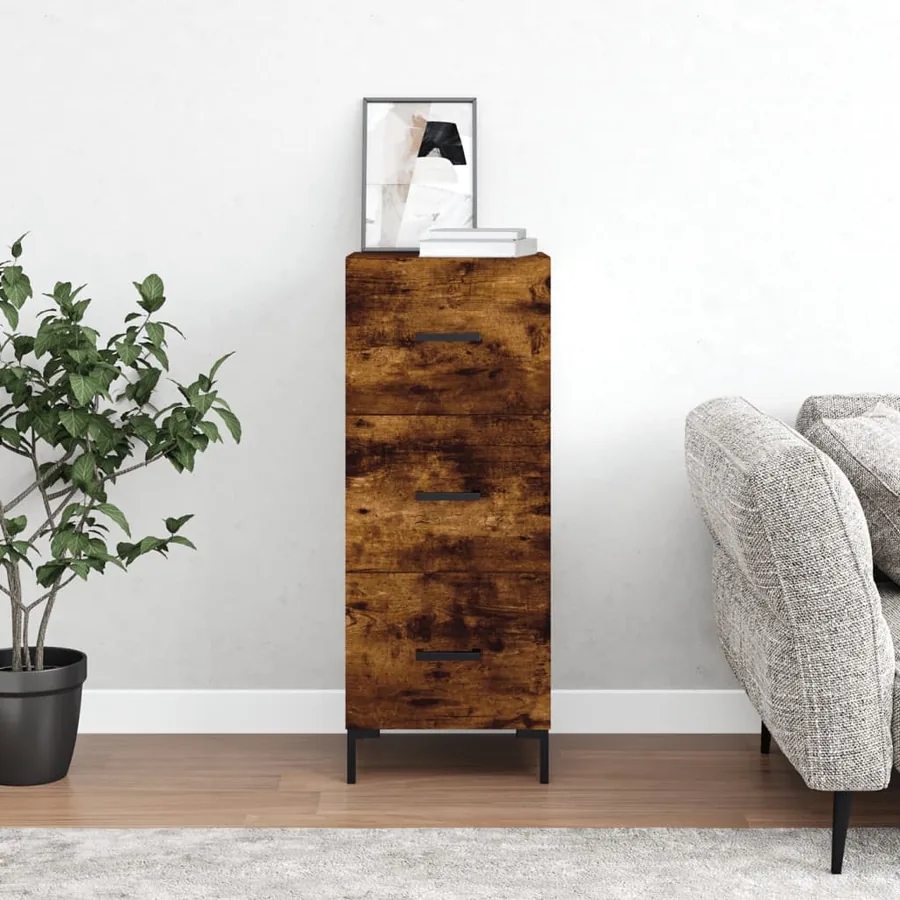 Buffet Chêne fumé 34,5x34x90 cm Bois d'ingénierie