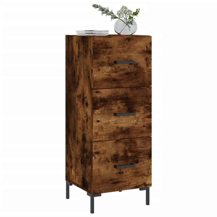 Buffet Chêne fumé 34,5x34x90 cm Bois d'ingénierie - 3
